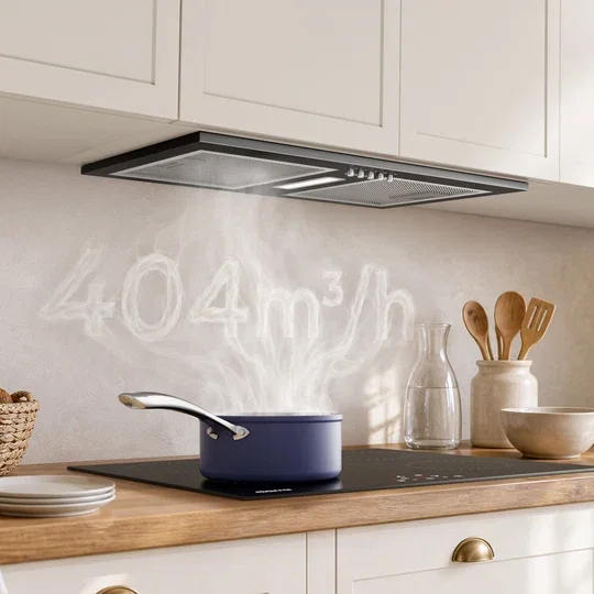 Ciarra Hotte Encastrable Noire 52cm, Économe en énergie, Recyclage avec Filtre à Charbon Inclus & Évacuation, pour petites cuisines | CBCB5937A