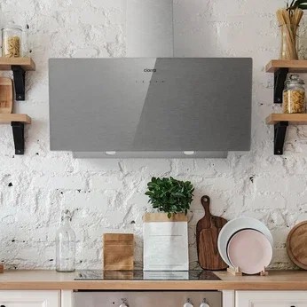 Ciarra Hotte de 90cm en Verre Argenté Brossé Avec Commande Tactile Wifi A+++ CBCS9736H-S