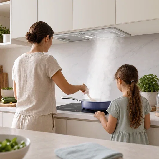Ciarra Hotte Encastrable 52cm Inox, Recyclage avec Filtre à Charbon inclus, économe pour cuisine ouverte | CBCS5937A