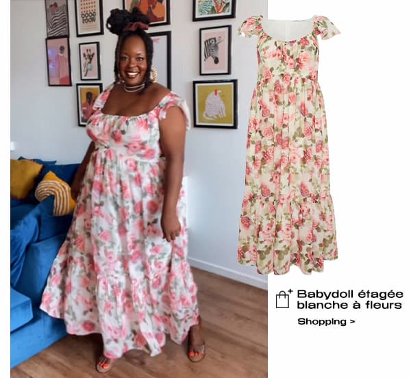 YOURS LONDON Curve White Floral Tiered Smock Dress