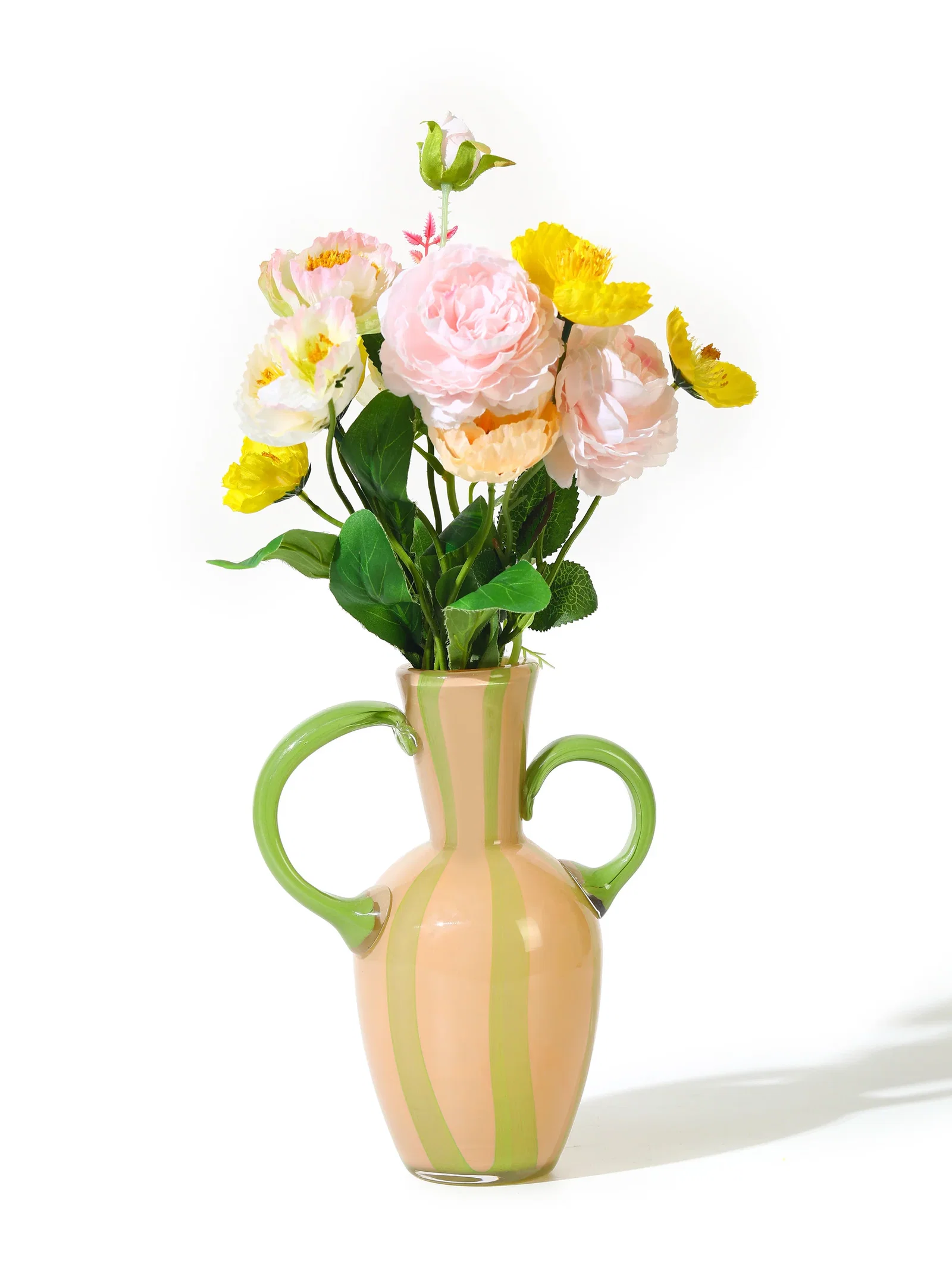 Image of Sage Stripe Handled Vase