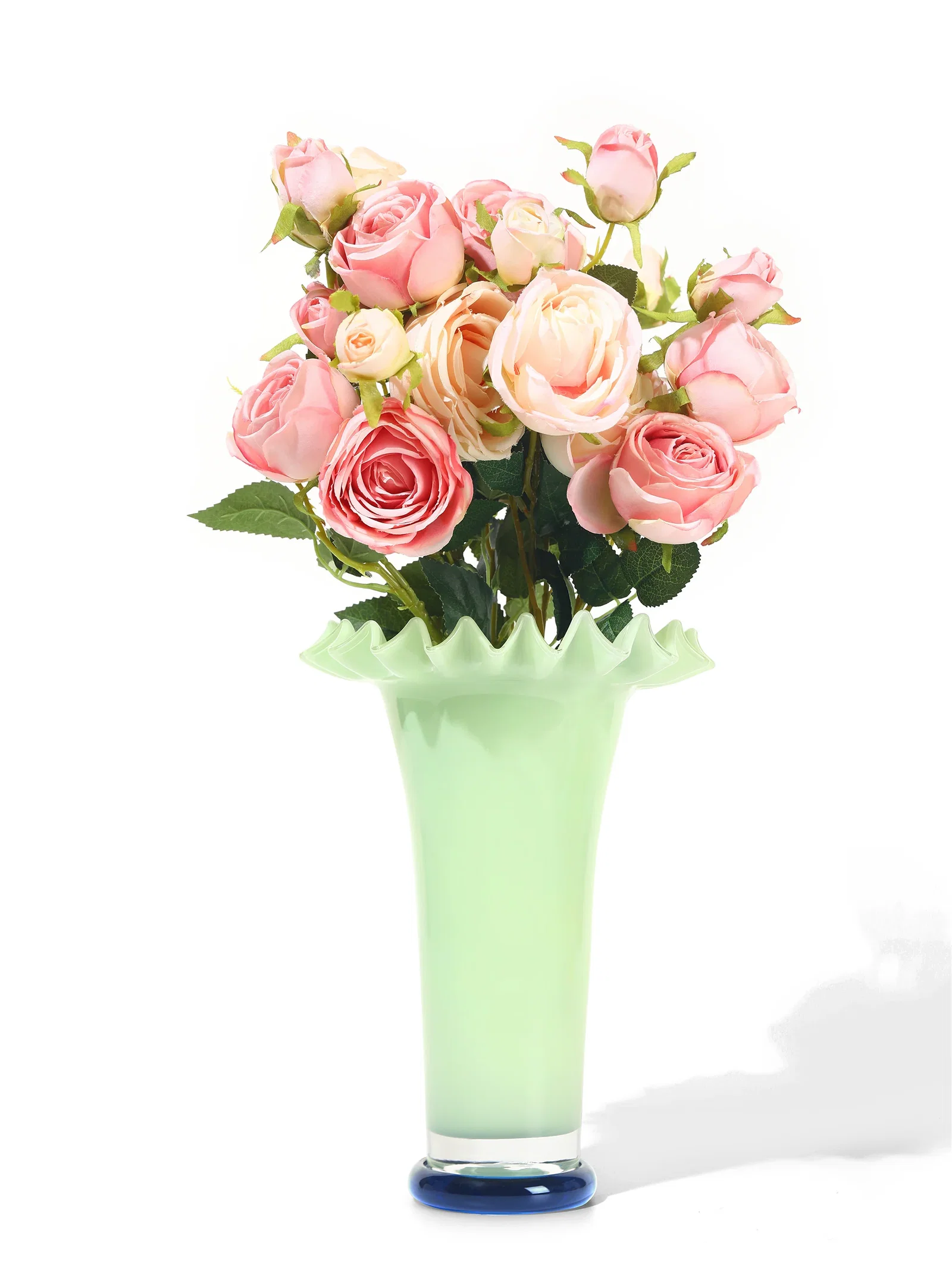 Image of Mint Mist Ruffled Vase, Tall