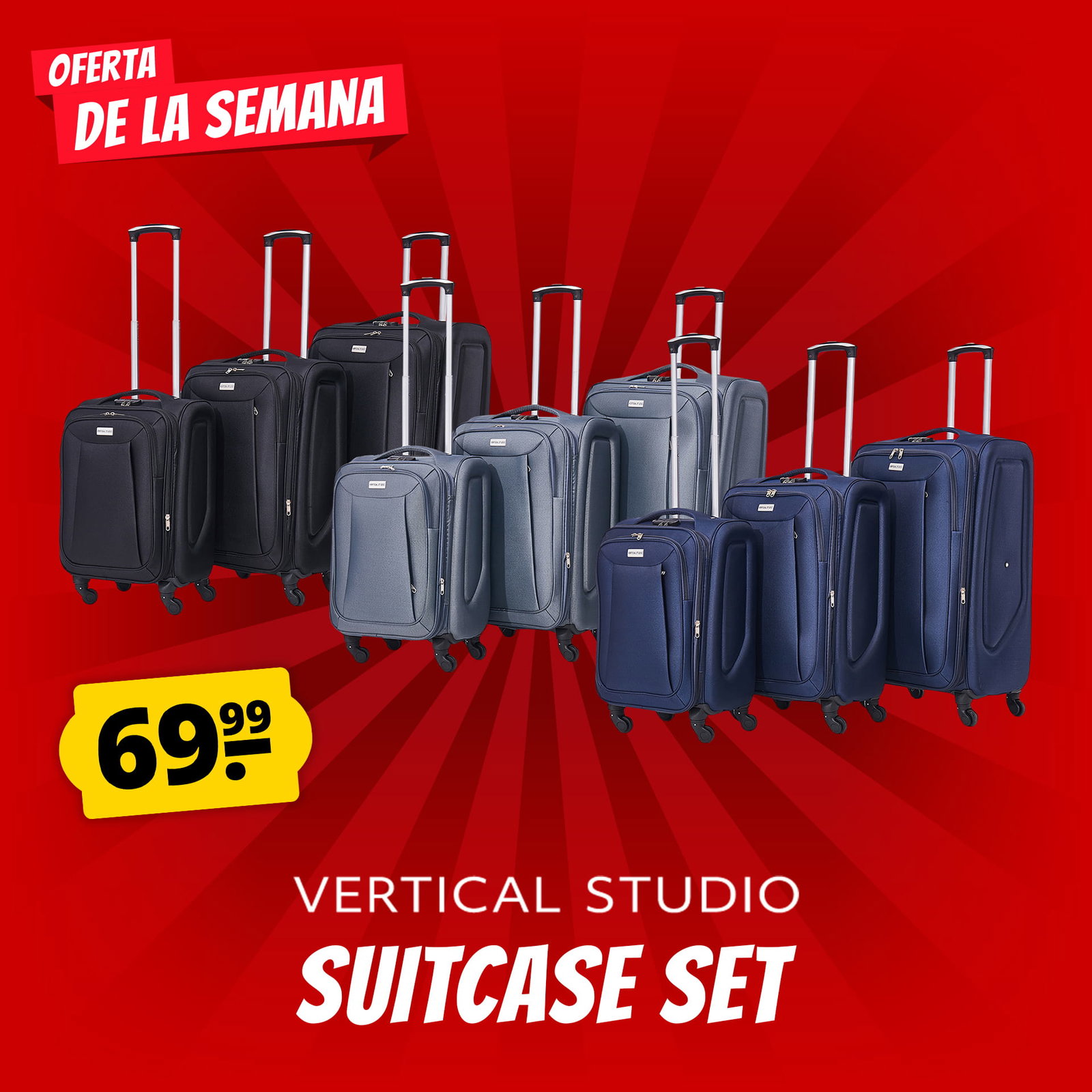 vertical studio maleta de tela tromso 20-24-28 set de 3
