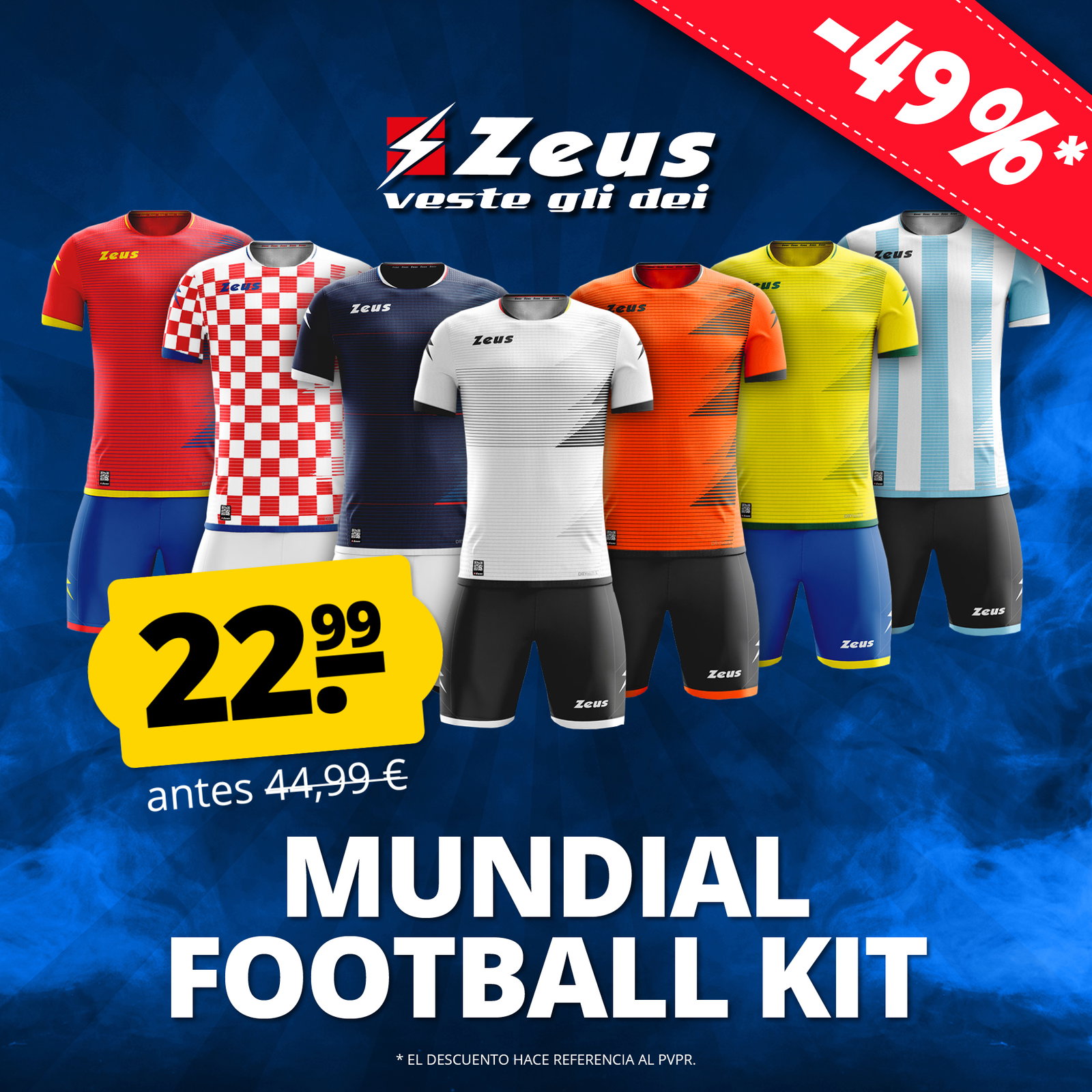 zeus mundial teamwear set camiseta con pantalones cortos