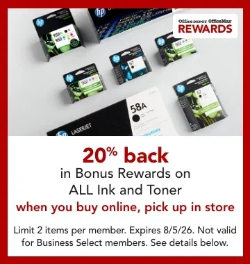 20% back in bonus rewards on all ink & toner