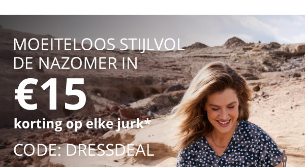 €15 korting op elke jurk