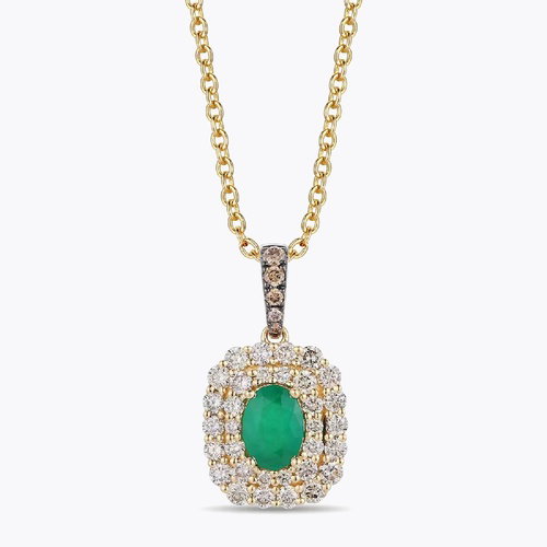 Le Vian 14ct Yellow Gold 0.80ct Diamond & Costa Smeralda Emerald Pendant Necklace