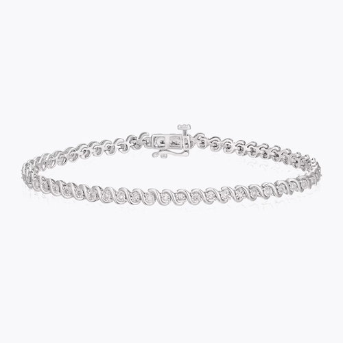 9ct White Gold 0.25ct Diamond Tennis Bracelet