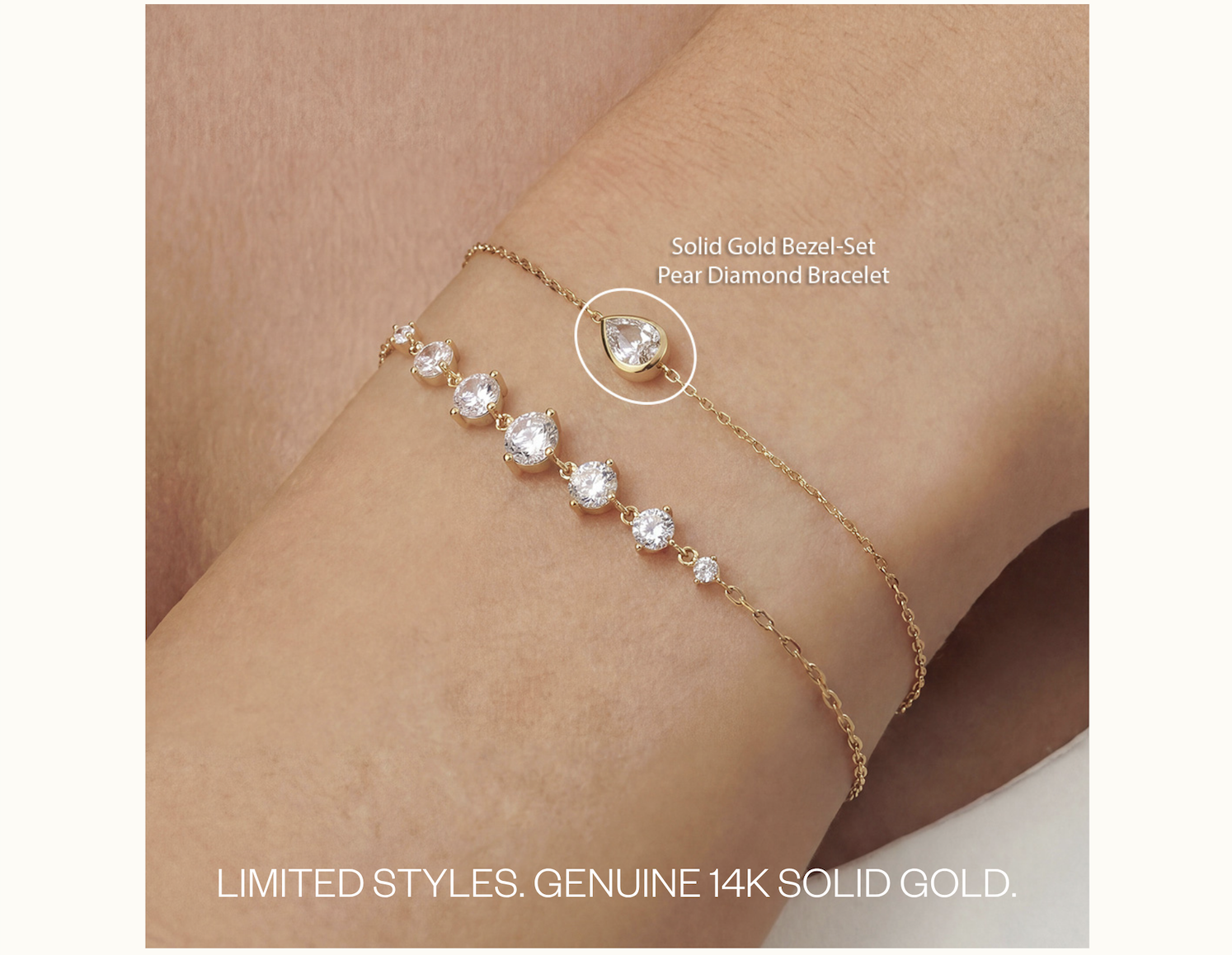 Solid Gold Bezel-Set Pea Diamond Bracelet