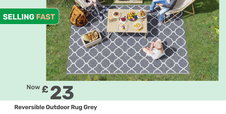 selling fast. Reversible outdoor rug grey. now £23