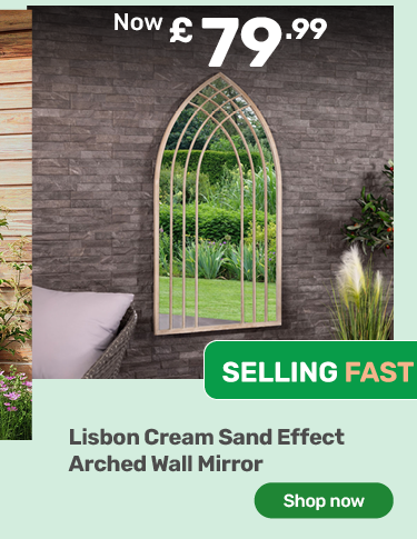 Lisbon cream sand effect arched wall mirror. Selling fast. now £79.99. Shop now