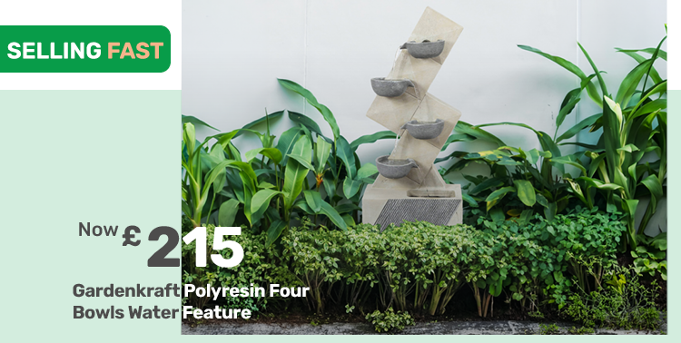 selling fast.  Gardenkraft Polyresin Four Bowls Water Feature. Now £215