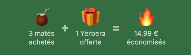 3 maté = 1 cadeau
