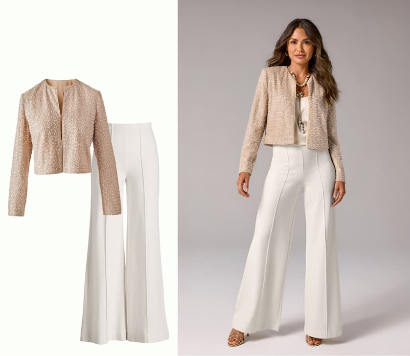 Sequin and Pearl Embellished Lady Jacket