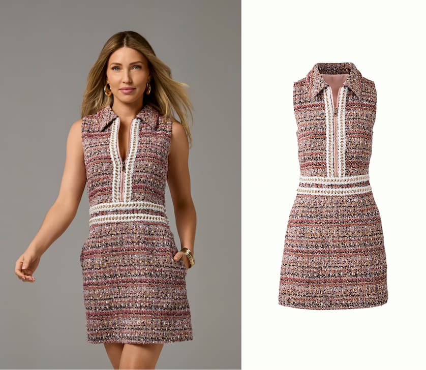 Bouclé Tweed Sleeveless Dress