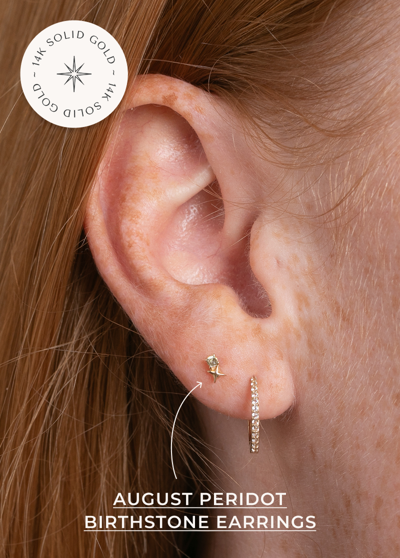 August peridot birthstone earrings