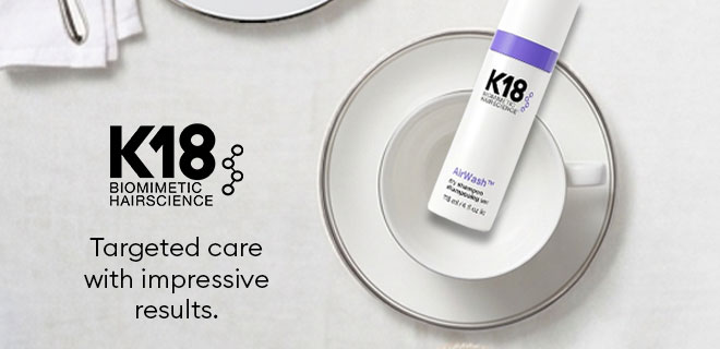 K18 AirWash dry shampoo delivering targeted haircare with impressive results.