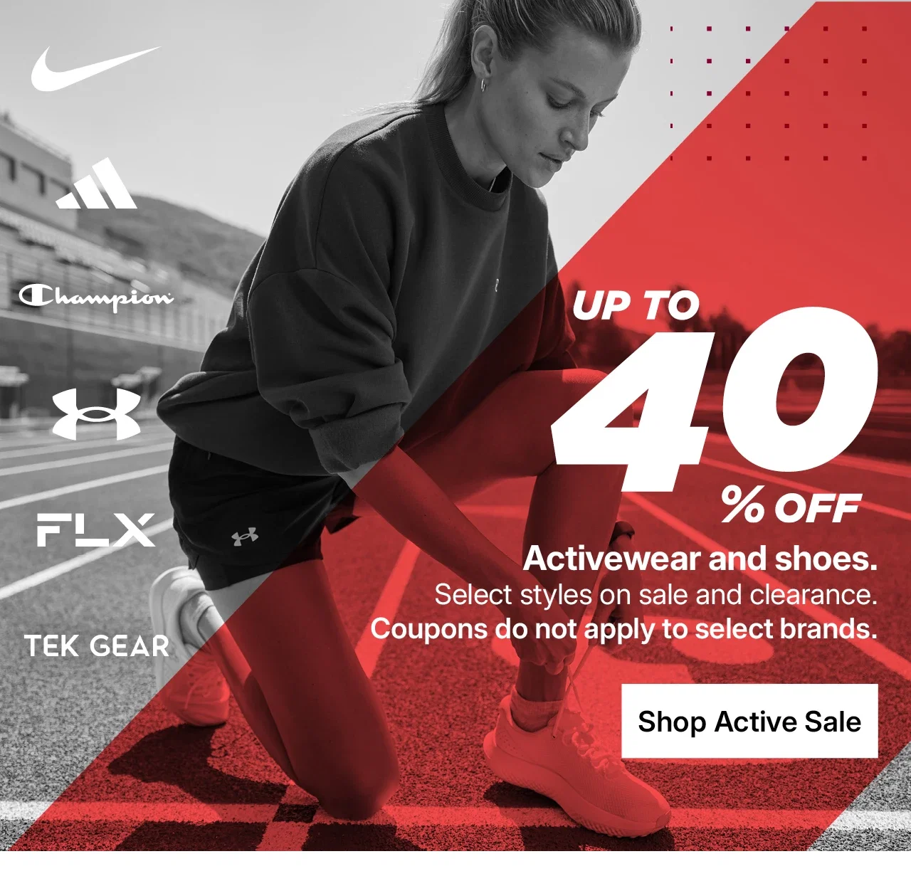 up to 40% off activewear and shoes