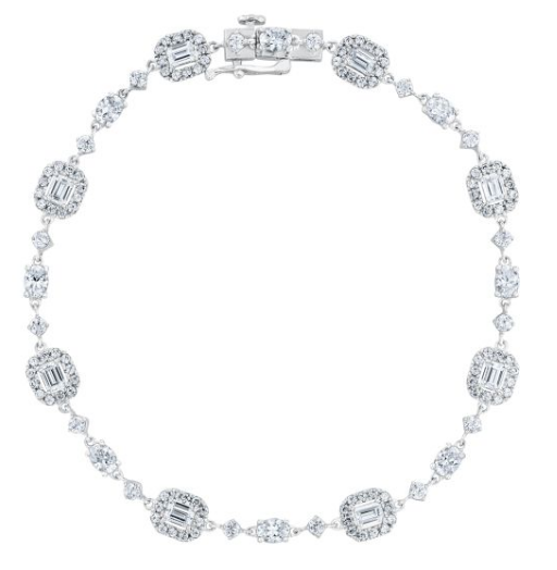 Downton Abbey 3 3/4ctw Emerald and Oval Lab Grown Diamond White Gold Bracelet - Lady Mary
