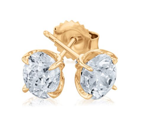 3 1/2ctw ECONIC Star Oval Lab Grown Diamond Solitaire 14k Yellow Gold Stud Earrings