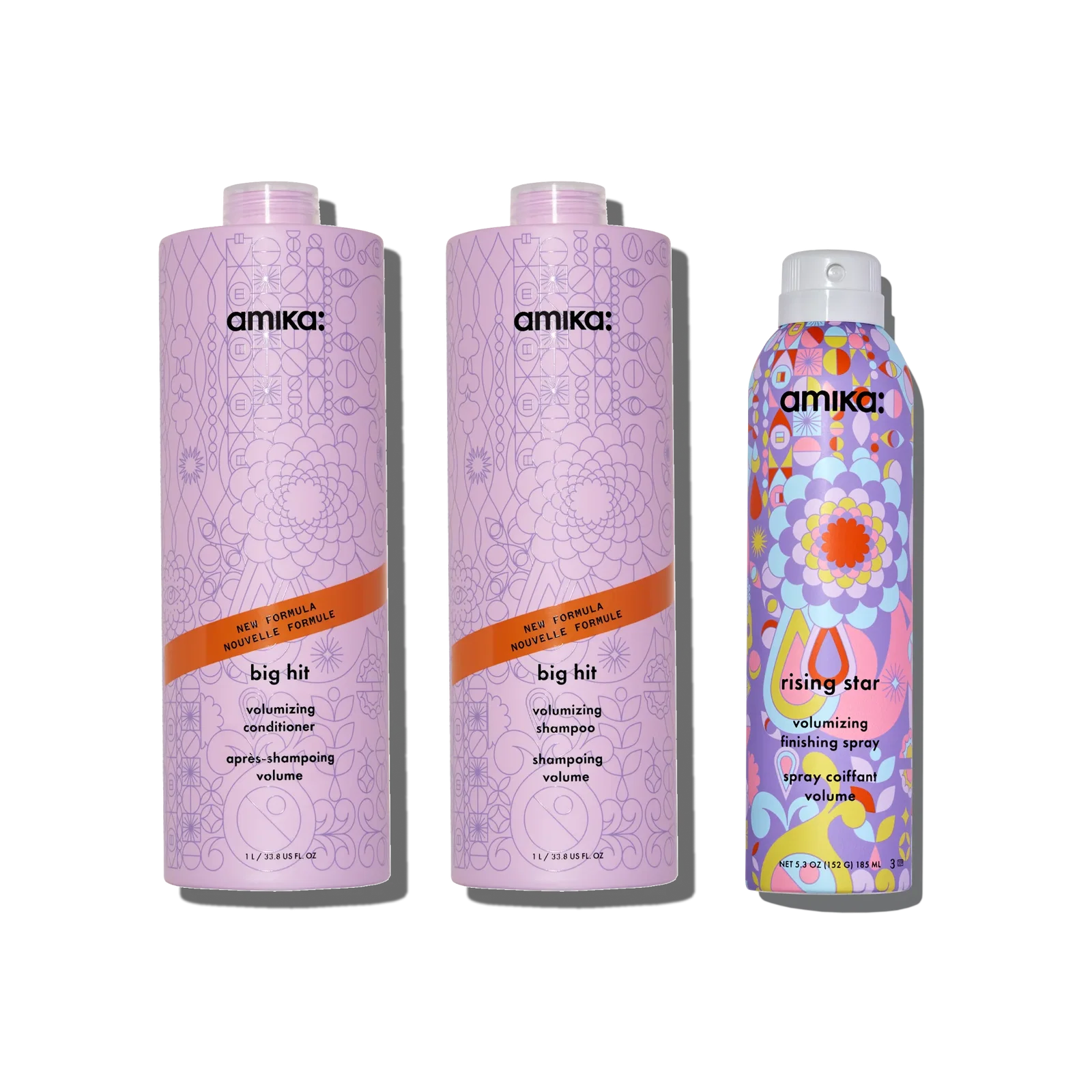 Image of super-sized iconic volume bundle | big hit volumizing shampoo + conditioner + rising star volumizing spray