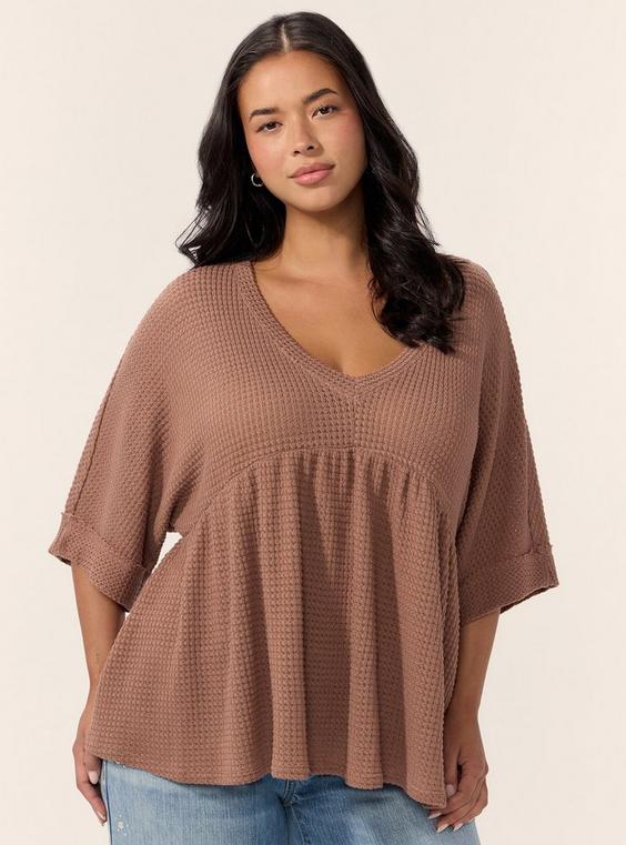 Festi Waffle Babydoll Top