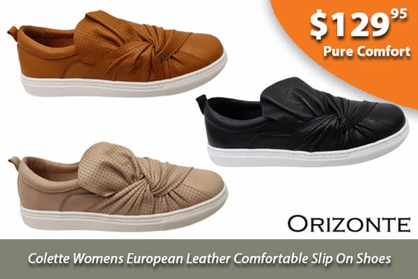 Orizonte Colette Womens European Leather Comfortable Slip On Shoes