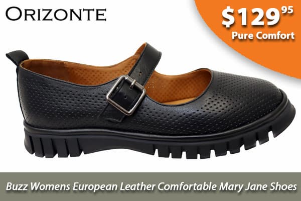 Orizonte Buzz Womens European Leather Comfortable Mary Jane Shoes