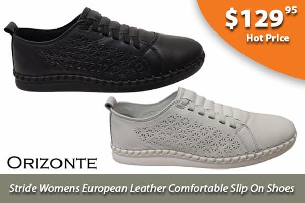 Orizonte Stride Womens European Leather Comfortable Slip On Shoes