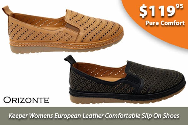 Orizonte Keeper Womens European Leather Comfortable Slip On Shoes