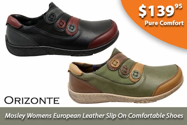 Orizonte Mosley Womens European Leather Slip On Comfortable Shoes