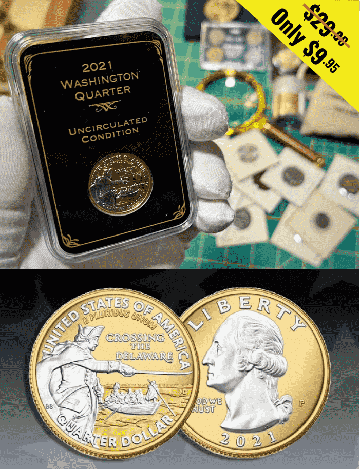 Platinum and Gold-Highlighted Washington Crossing the Delaware Quarter