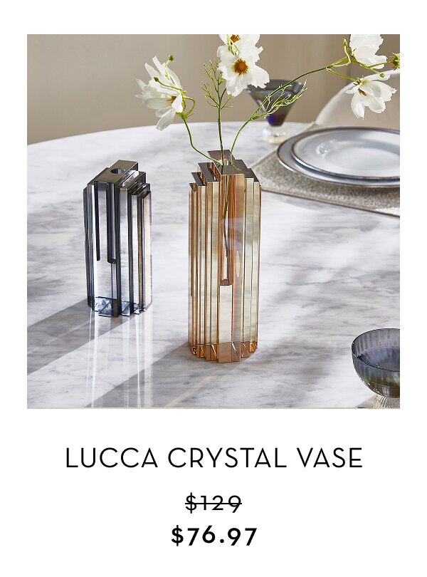 Lucca Crystal Vase - Mirrored Amber