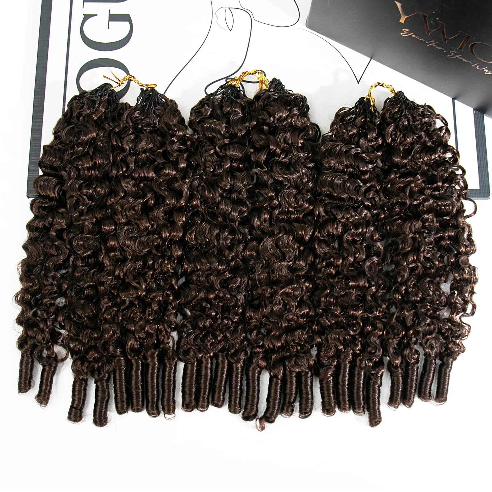 #4 Medium Brown Water Curly Human Crochet Hair