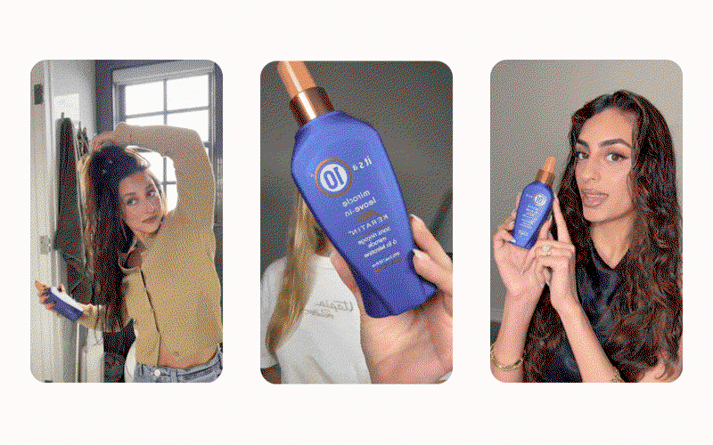 Collage of girls using It's a 10 Miracle Leave-In Plus Keratin