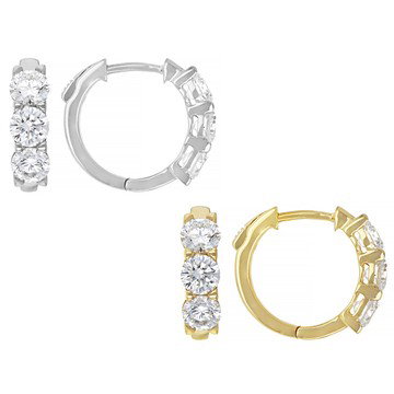White Lab-Grown Diamond H SI2 Rhodium And 14k Gold Over Sterling Silver Huggie Earrings Set 4.00ctw