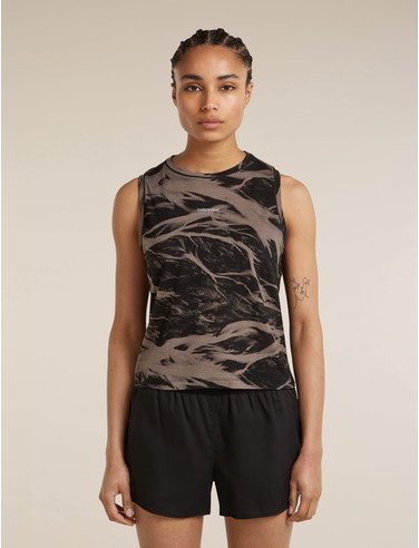 Women's Merino Blend 125 Cool-Lite™ Speed Tank Motion AOP - Porcini/Black / L