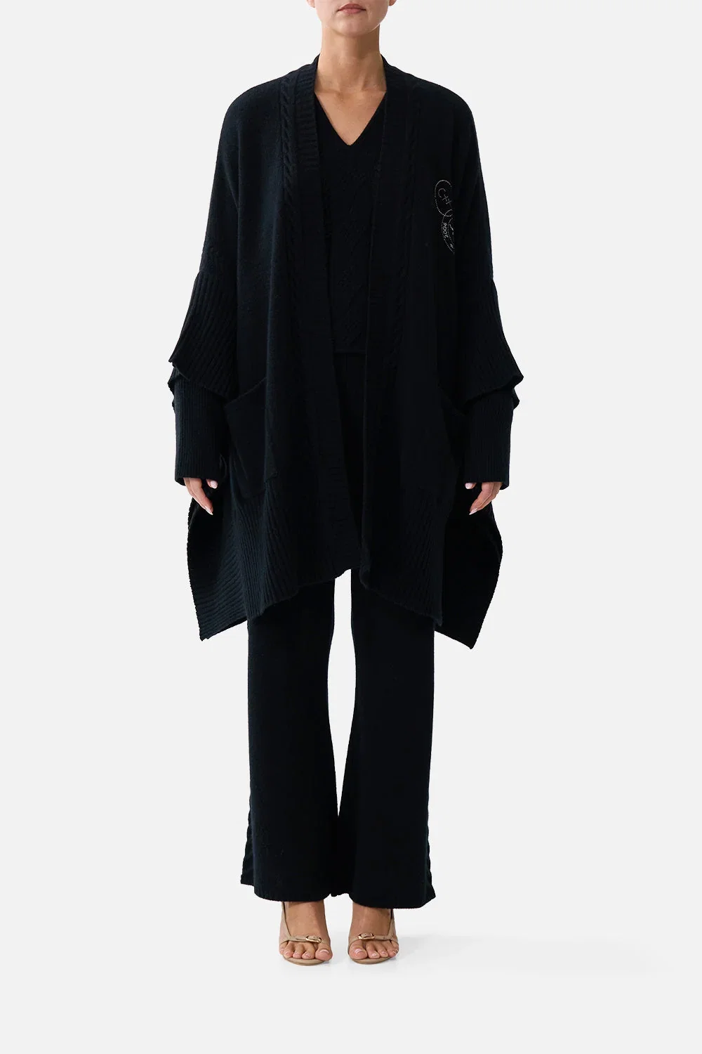 Image of OVERSIZED PATCH POCKET CARDIGAN NIGHT GARDEN