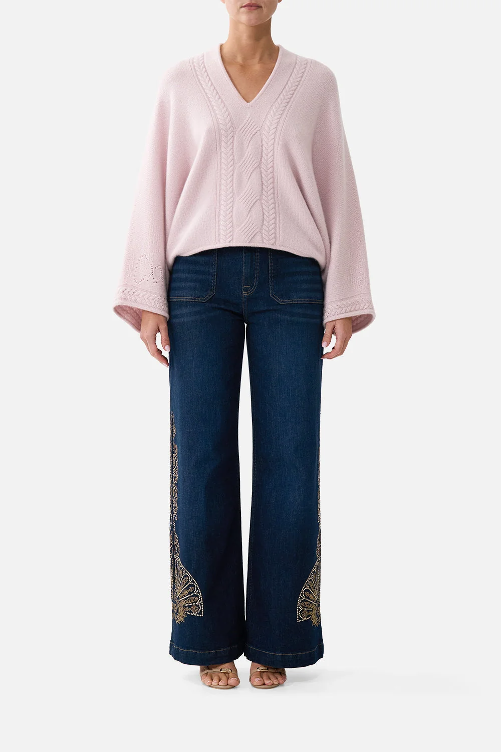Image of RELAXED V NECK KNIT TOP CHAMBER OF BLOOMS