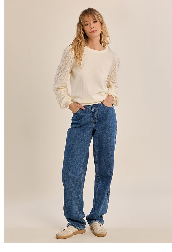 Pull en maille, manches fantaisie