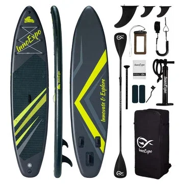 [EU Direct] InnoExpo 350*83*15CM Load 200kg Extra-long Inflarable Paddle Board Large Capacity Stable for Beginners Solo Family All-round Board Surfboard For All Skills Perfect for Sea & Touring