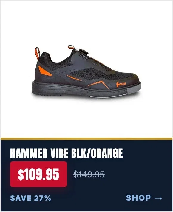 Hammer Men's Vibe Black Orange right hand bowling shoes