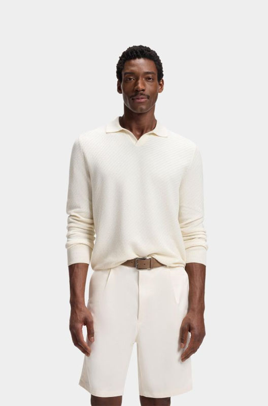 BOSS-Black-Polo-lange-mouw-beige