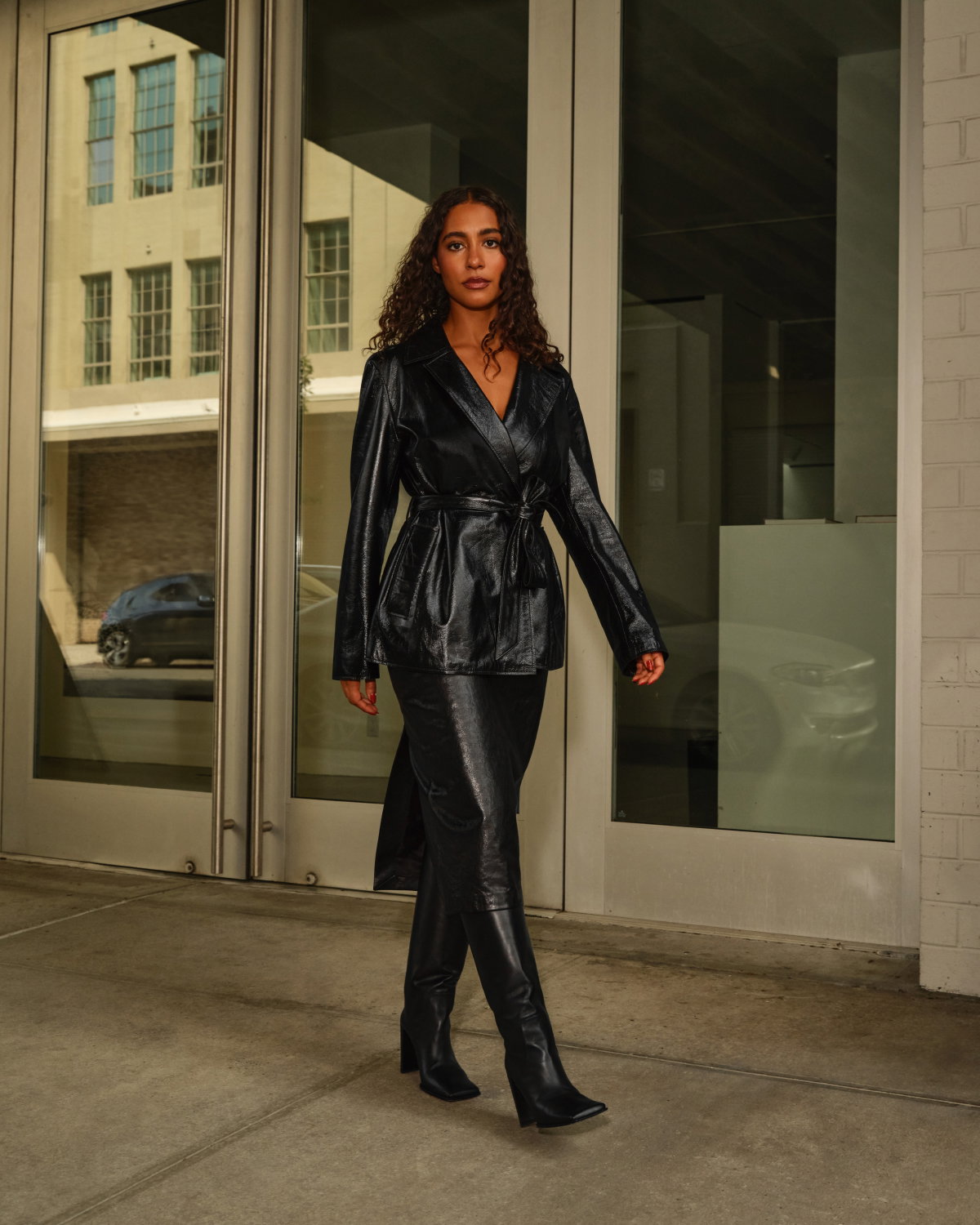 VADA-PO Leather wrap coat