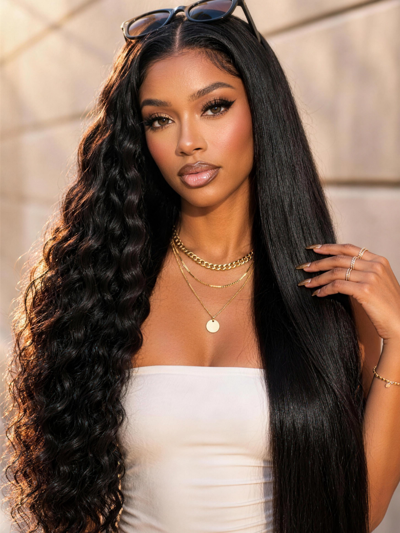 UNice 13x4 Bye Bye Slipβ’ Pre-Cut Lace Beach-Ready 2-in-1 Straight to Water Wave Glueless 100% Human Hair Wig