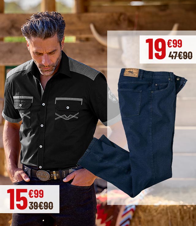 La Chemise à 15euros99 et le jean à 19euros99