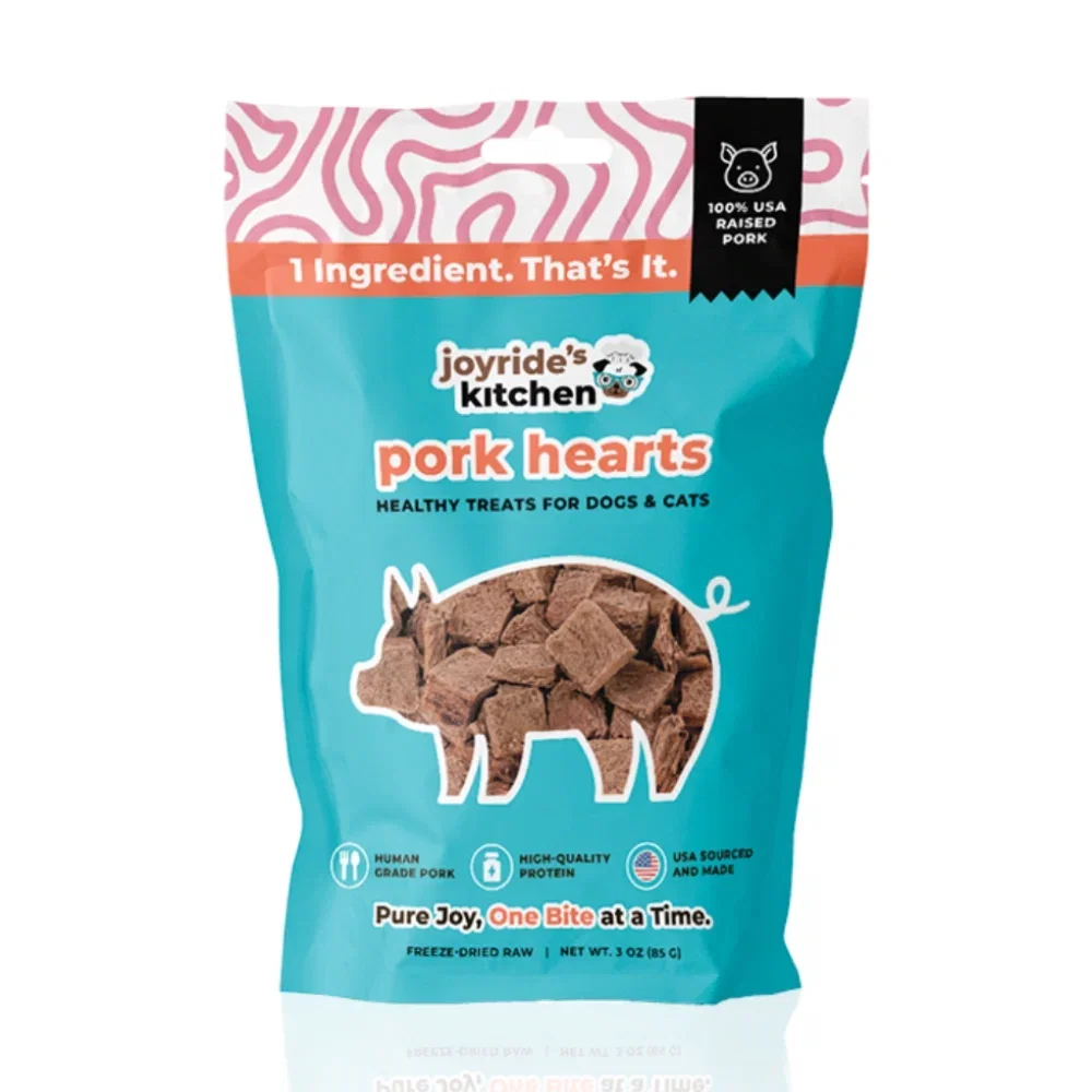 Image of Joyride's Kitchen Premium Pork Hearts Freeze-Dried Raw Dog Treats
