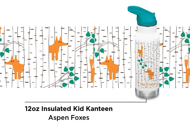 12oz Insulated Kid Kanteen - Aspen Foxes