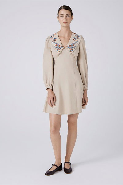 Blakely Embroidered Corduroy Short Dress