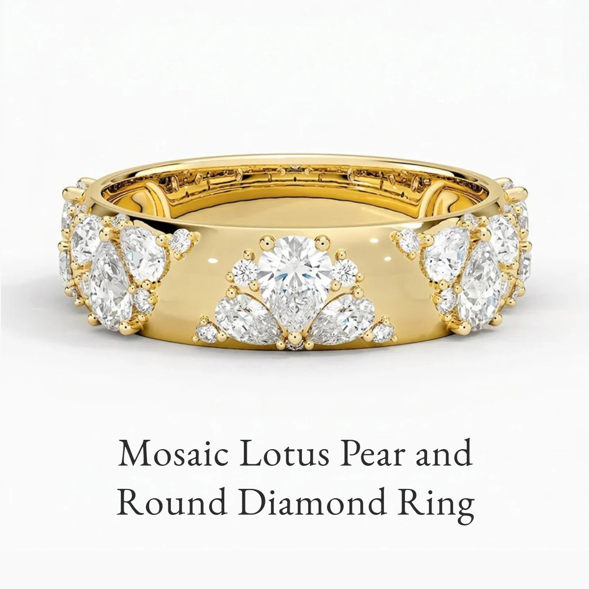 Mosaic Lotus Pear and Round Diamond Ring